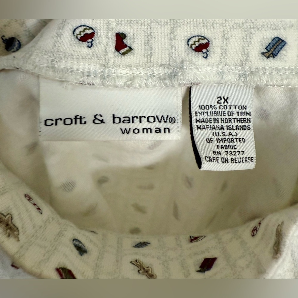 Vintage Croft & Barrow mock neck festive Christmas folk patch turtleneck 2X - Picture 5 of 6